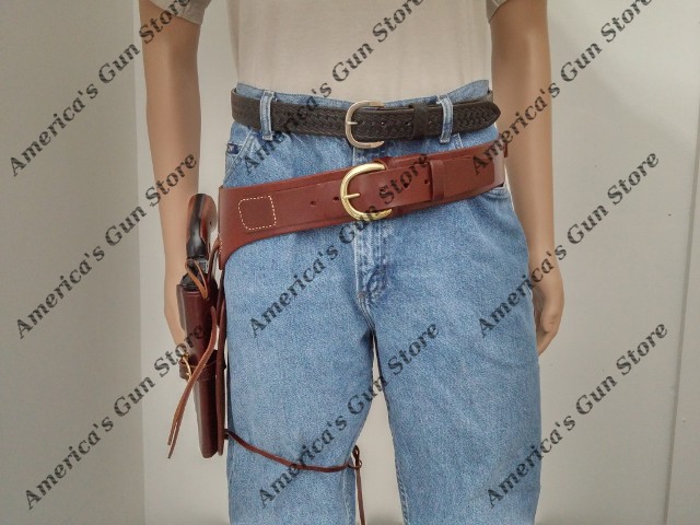 Western Leather Gun Belt/Holster Hip Rig up to 6-1/2" to 7-1/2" Barrel Length 