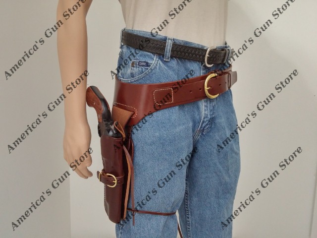 Western Leather Gun Belt/Holster Hip Rig up to 6-1/2" to 7-1/2" Barrel Length 