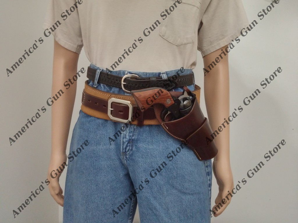 Brown Leather Belt Loop Single Speed Loader Pouch for .22 .38 .357